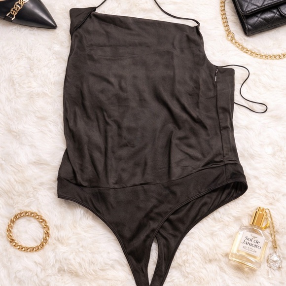 Bar III Asymmetrical One-Strap Halter Bodysuit | Open Back | Size L - Picture 2 of 5